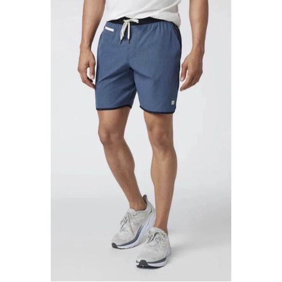 VUORI Banks Short Men M Azure Linen Texture Performance Wicking Active 32” 7” - Picture 1 of 8